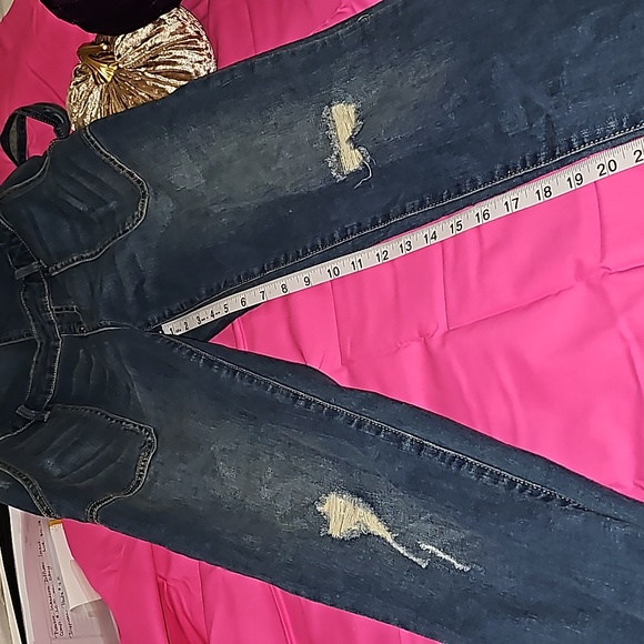 NWT Indigo Blue Distressed Denium Overalls Size XS - Picture 7 of 8